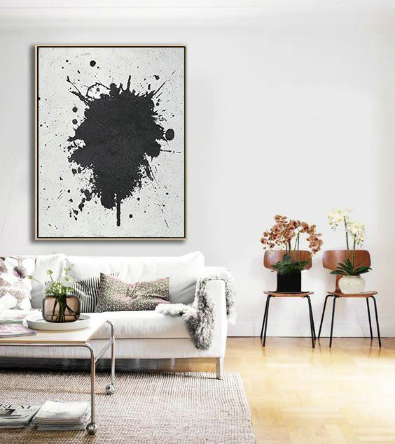Canvas Wall Art,Black And White Minimalist Painting On Canvas - Extra Large Canvas Painting